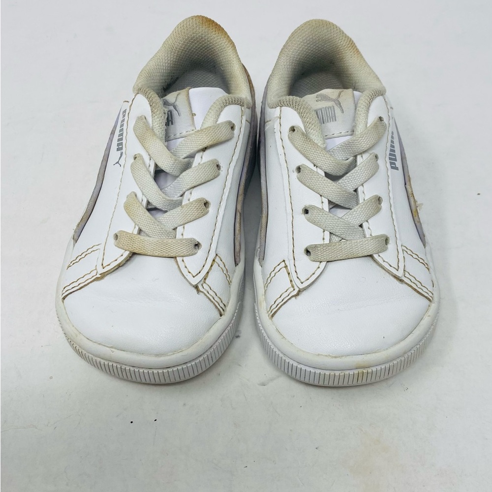 Puma Little Kids Girls' Shoes Size 5c Vikky White Pink Yellow Sneakers Trainers